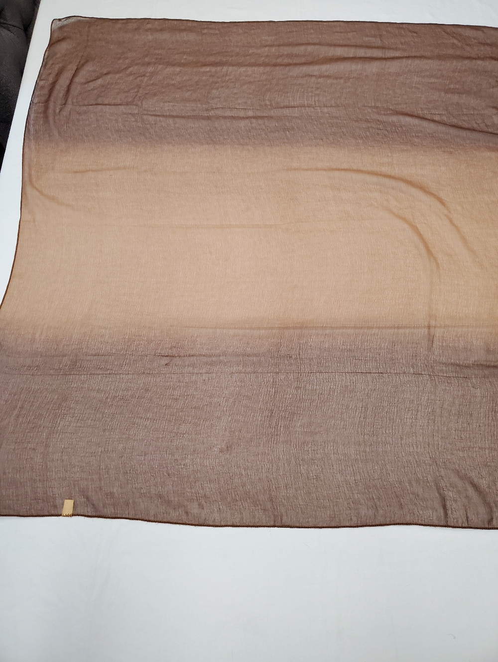 Brown Ombre Sheer Scarf Wrap | Boho Neutral Lightweight Shawl Floral Soft